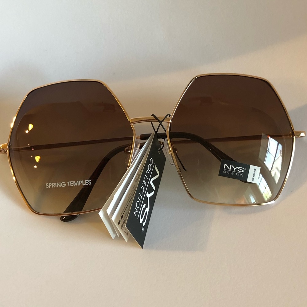 Retro 70’s Rose Gold Oversized Hexagon Sunglasses